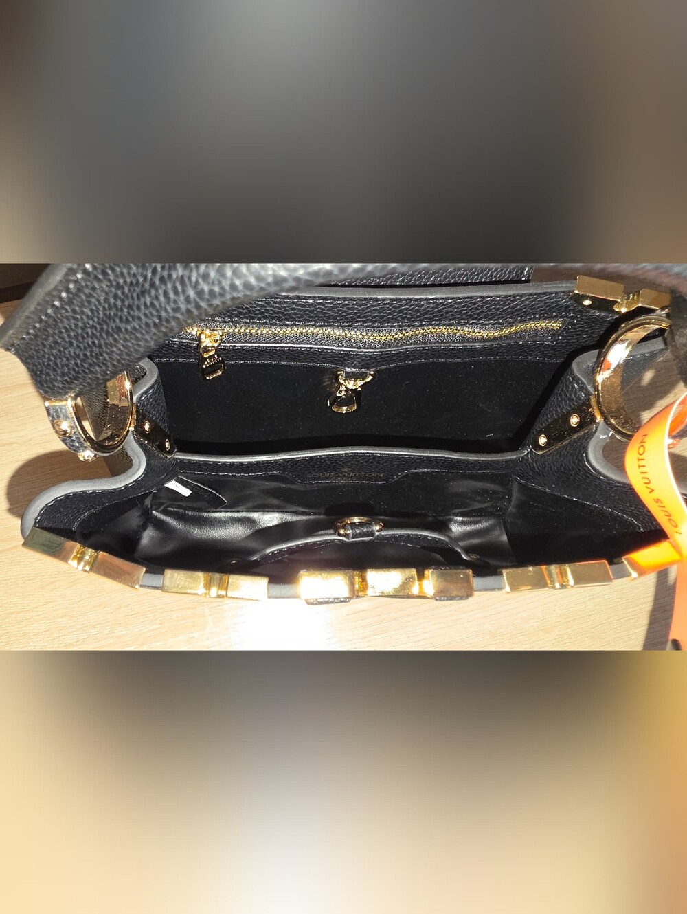Capucines BB Crossbody Bag Black With Gold Flowers - Picture 6 of 10